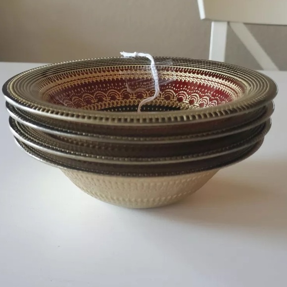 x4 Art of tabletop TURKISH GLASS soup cereal Hand Painted Oriental Pattern - Picture 6 of 6